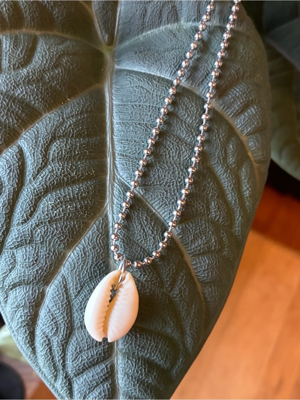 Cowrie Shell Necklace Beach Surfer Boho Coastal Pendant Silver Ballchain Surf - Picture 4 of 9
